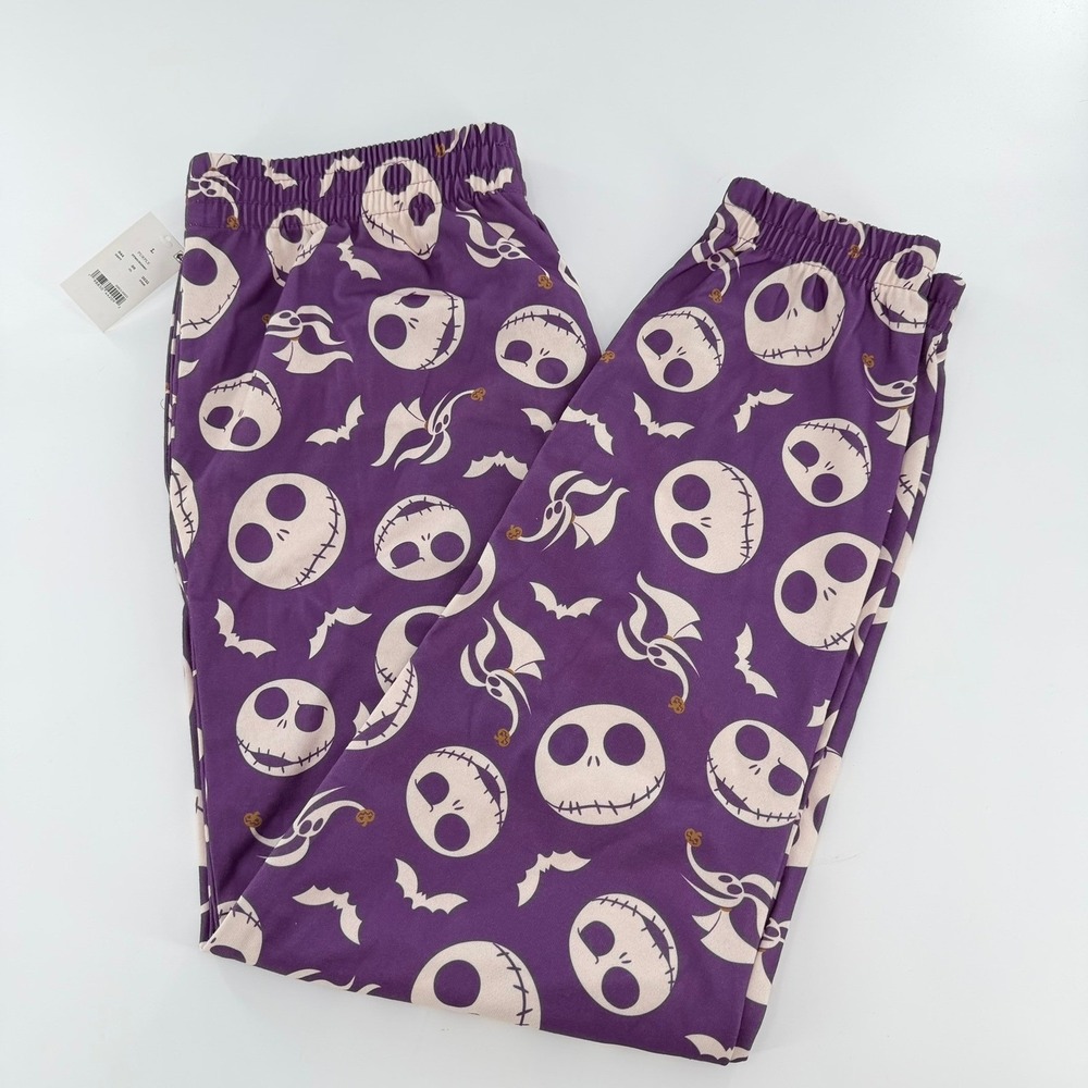 Disney Pajama Pants Nightmare Before Christmas Unisex Large Purple Skellington